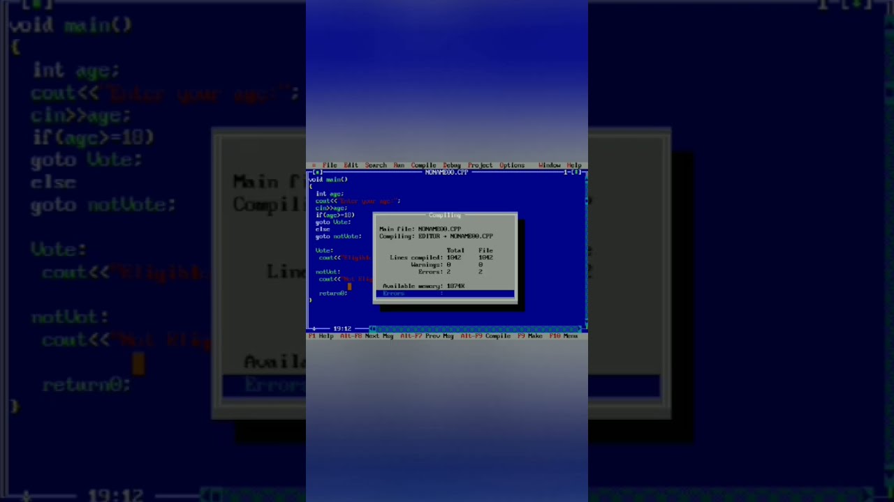 #shorts C++ progarm Eligible for vote or Not Eligible for vote progarm  goto  jump statement