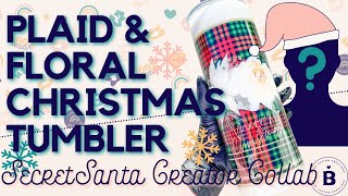 Secret Santa Christmas Collab: Glitter Floral Plaid Christmas Epoxy Tumbler