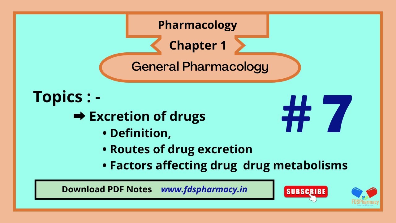 L-7 Excretion of Drugs | CH : 1 General Pharmacology | Pharmacology | D ...