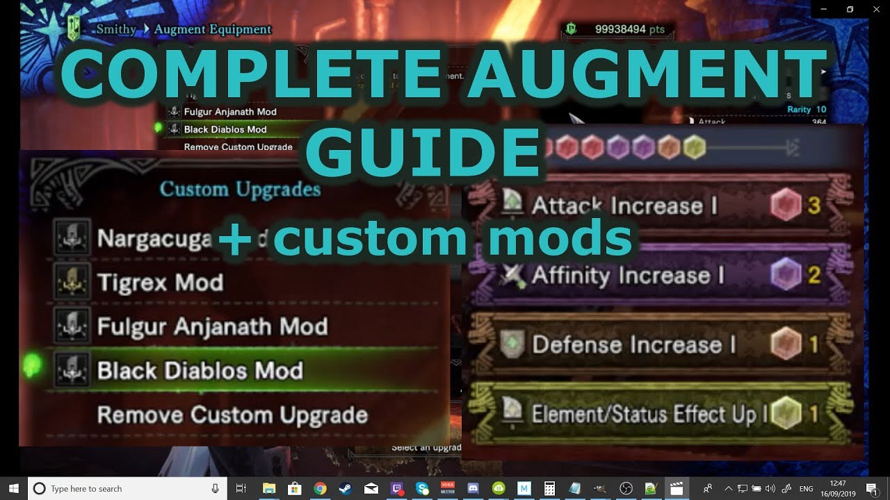 Mhw Iceborne Comprehensive Augment Guide Custom Mods And Materials Required Youtube