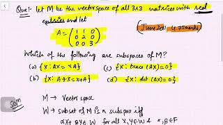 Linear Algebra (vector subspaces) Question UGC NET (Q.ID.K(NET)LA04)