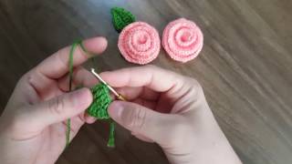 Tığ işi örgü yaprak yapımı/ how to easy rose flowers knitting