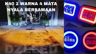 Lampu tembak led k40 4 mata bulat daymaker jauh dekat 2 warna ring angel aye