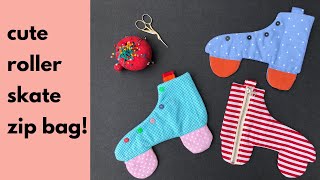 How to sew a rollerskate zipper pouch.  Beginner friendly tutorial!