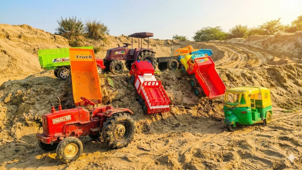 Tata Dumper Truck Heavy Loading Mud JCB 3DX Excavator Swaraj Tractor ? Jcb ki khudai Cartoon Video |