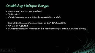 Groups, ranges and escaping special characters