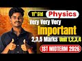 11th physics 1st mid term important questions 2026 | unit 1,2,3 | First Mid term exam 2026 Important