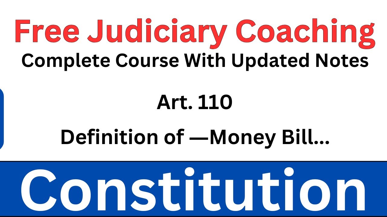 Article 110 Of The Indian Constitution | Definition of Money Bills