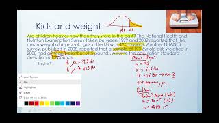 Elementary Statistics Chapter 9 Hypothesis Test of a Mean Example: Kids and weight