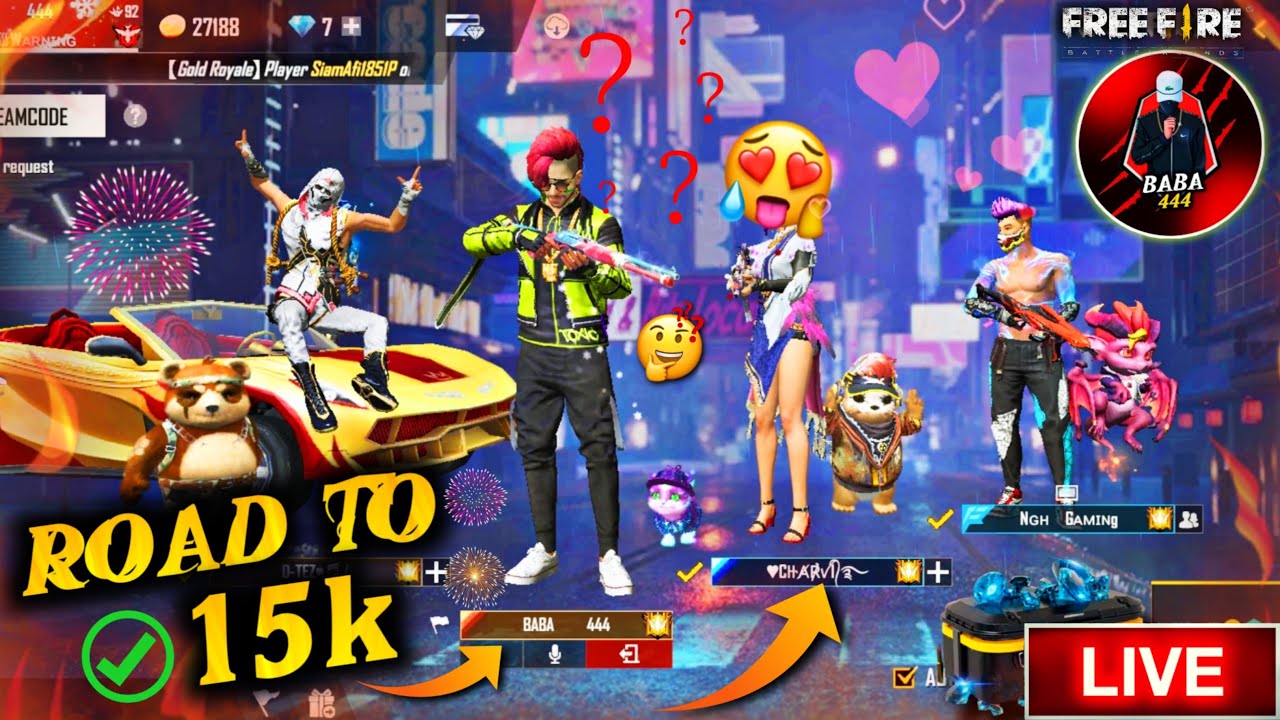 Road To 15k @Baba444gaming|Free Fire Live|BABA 444 Is Live|Free Fire Live Custom Room