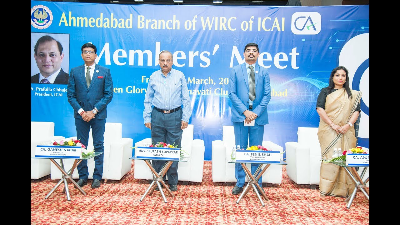 Ahmedabad Branch of WIRC of ICAI with Adv. Shri Saurabh Soparkar on 8th