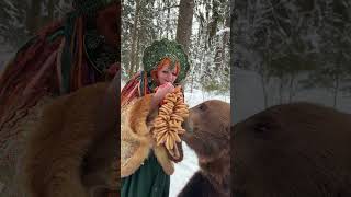 Tame Bear Enjoys Hand Fed Sweet Treats