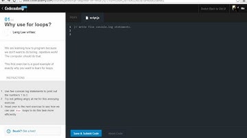 Codecademy: Javascript Lessons- 13- For Loops the basics