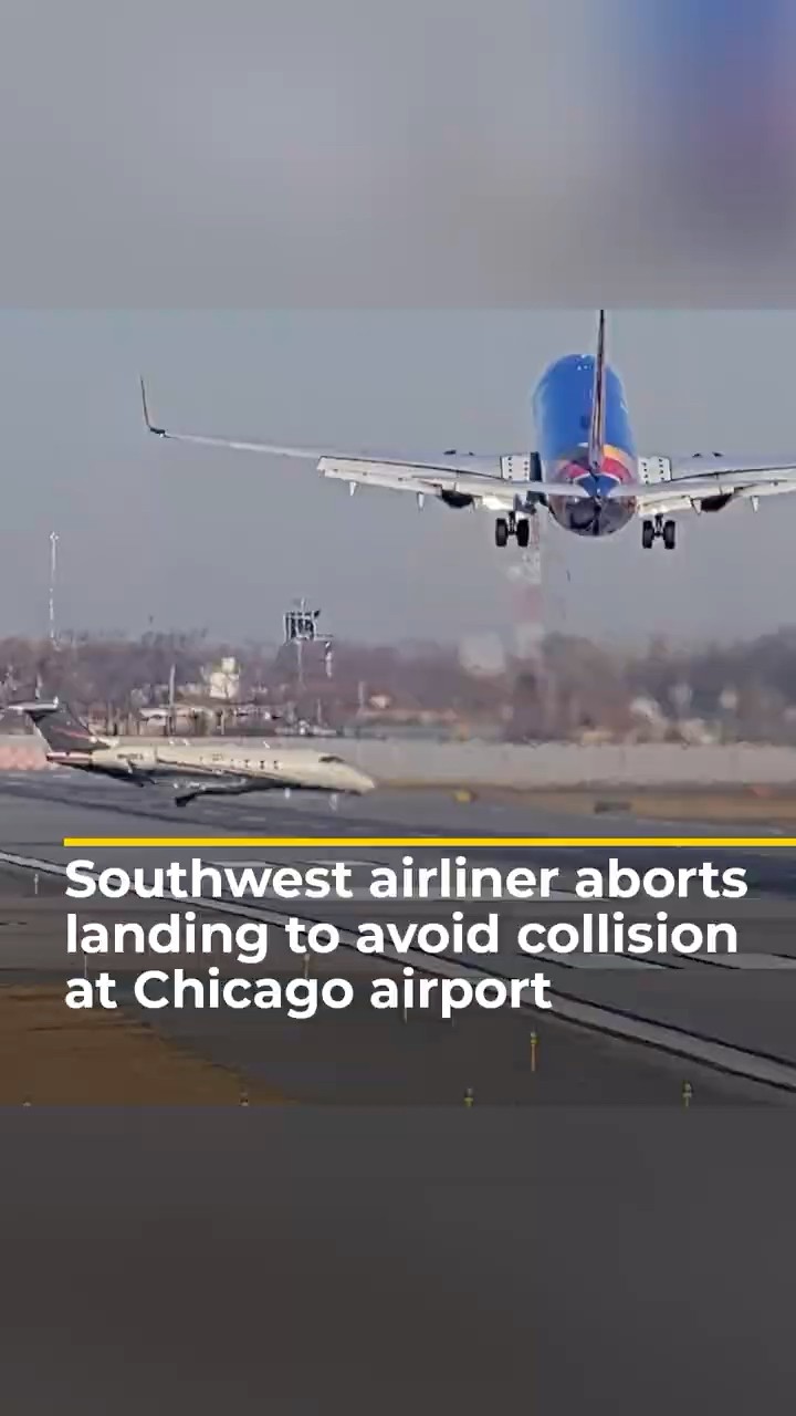 Southwest airliner aborts landing to avoid collision at Chicago airport | AJ #shorts