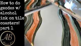 Alcohol Ink Geode Tiles-part 1