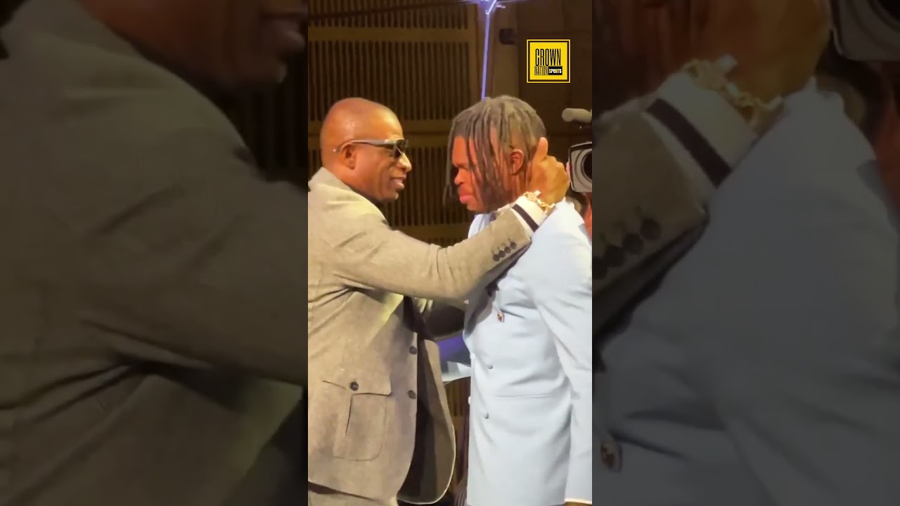 Deion Sanders made Travis Hunter girlfriend stand up during his Heisman acceptance 🎥
