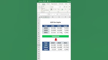 How to use TRANSPOSE function in Excel #shorts