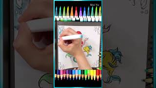 Relaxing Coloring Video: Ariel Mermaid in Dr Seuss 🌈 🧜‍♀️ #shorts #artshorts #coloring