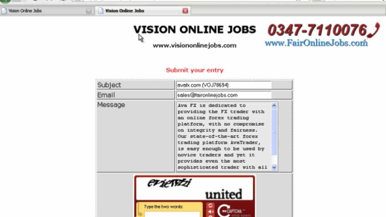 visiononlinejobs software