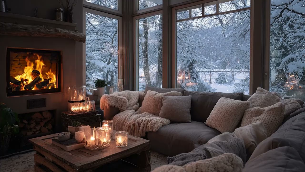 Gentle Snow Drifts Past The Window 🧣 The Room Breathing Slow In Quiet Comfort