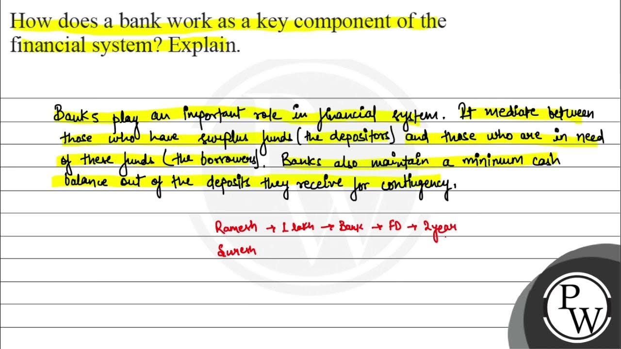 How does a bank work as a key component of the financial system