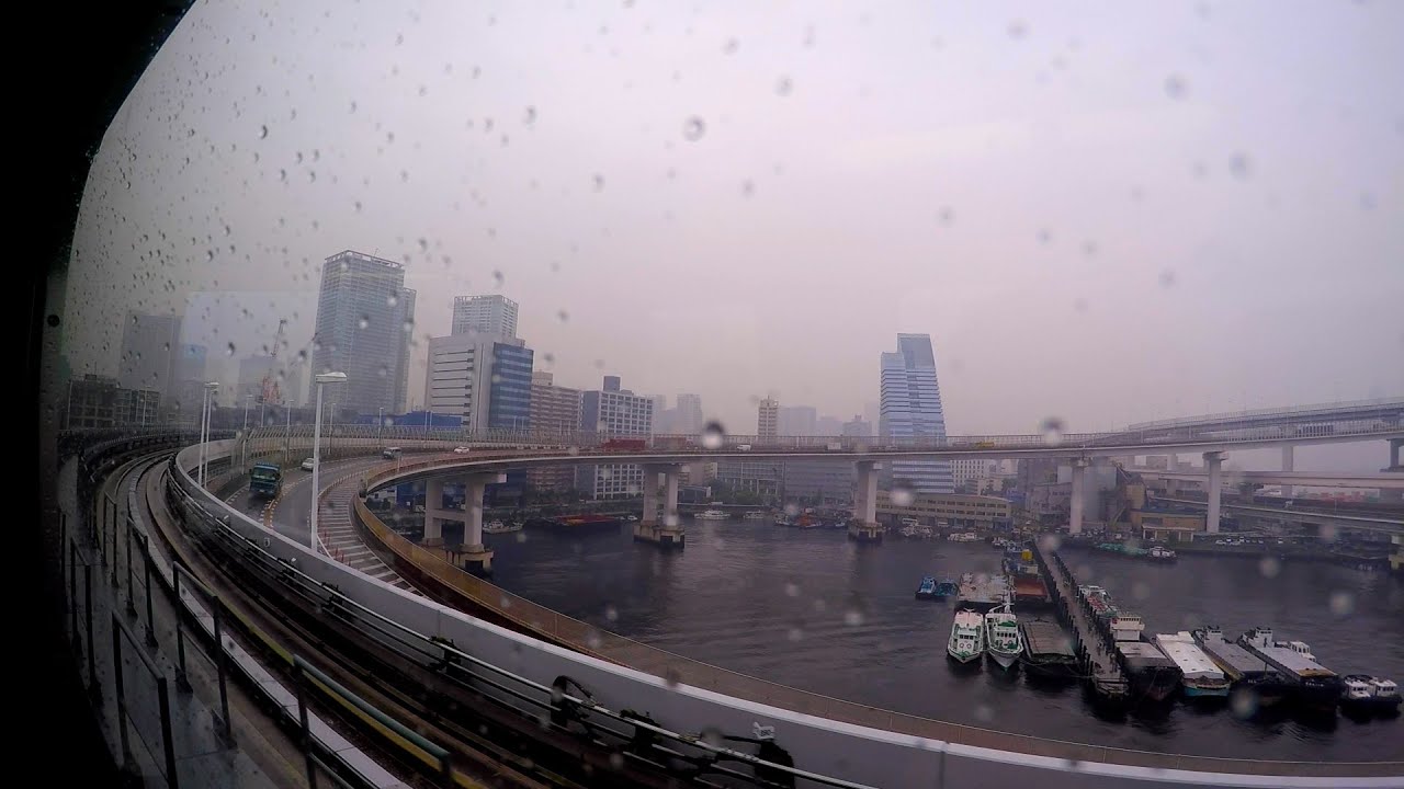 Riding The YURIKAMOME Line To Odaiba In Tokyo On A Rainy Day