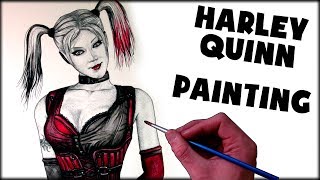Harley Quinn Painting - Fan Art Time Lapse