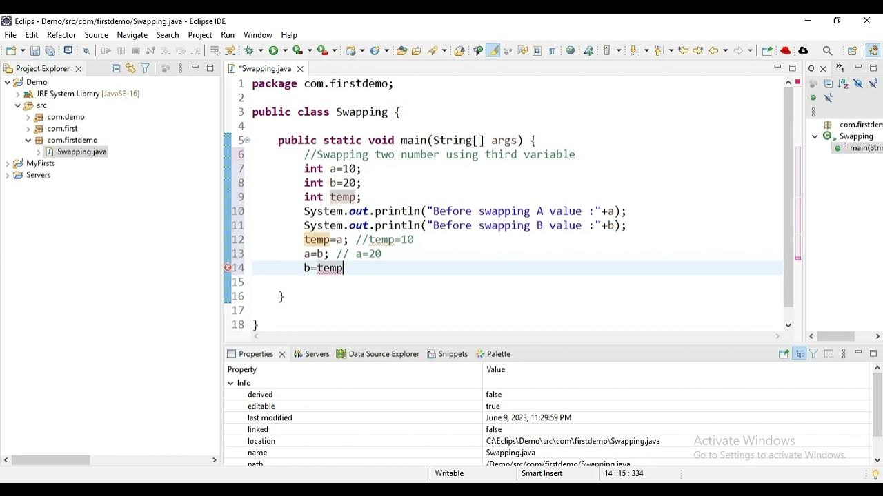 Swapping two number using third variable java code &Swapping two number ...