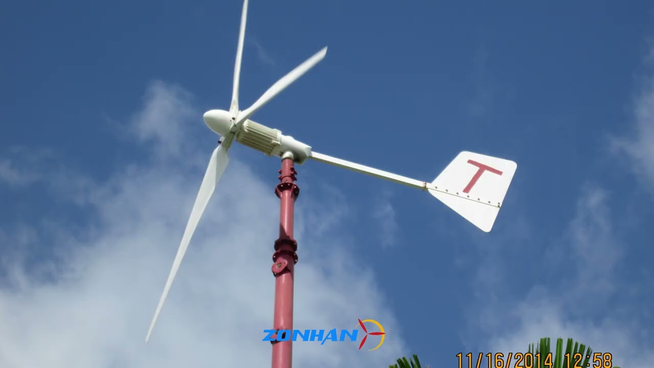As pequenas turbinas eólicas Zonhan de 2kW são instaladas em todo o mundo para abastecer residências