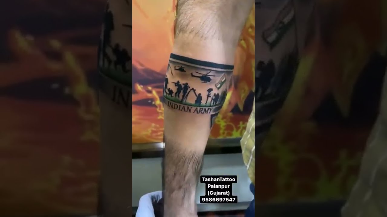 Army hand band tattoo new design  ashoktattoowala palanpur  tashantattoo gujarat army  YouTube