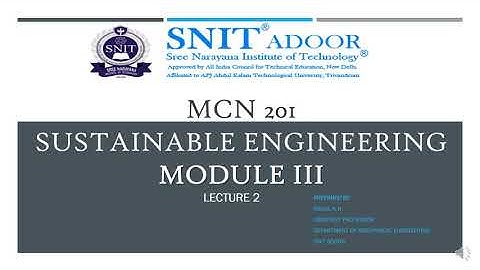 MCN 201 SUSTAINABLE ENGINEERING MODULE : 3 LEC : 2 ISO 14001:2015 frame work and benefits