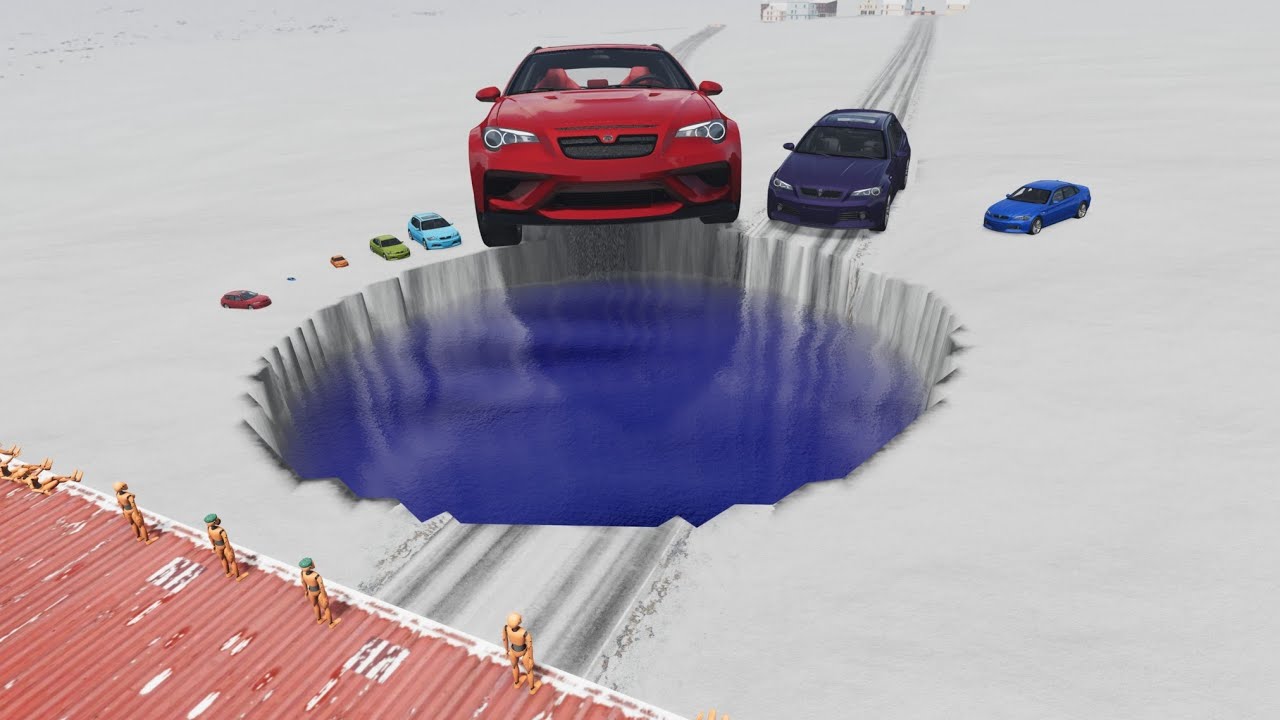 Colorful Small to Giant Cars vs Giant Pit BeamNG.Drive #11