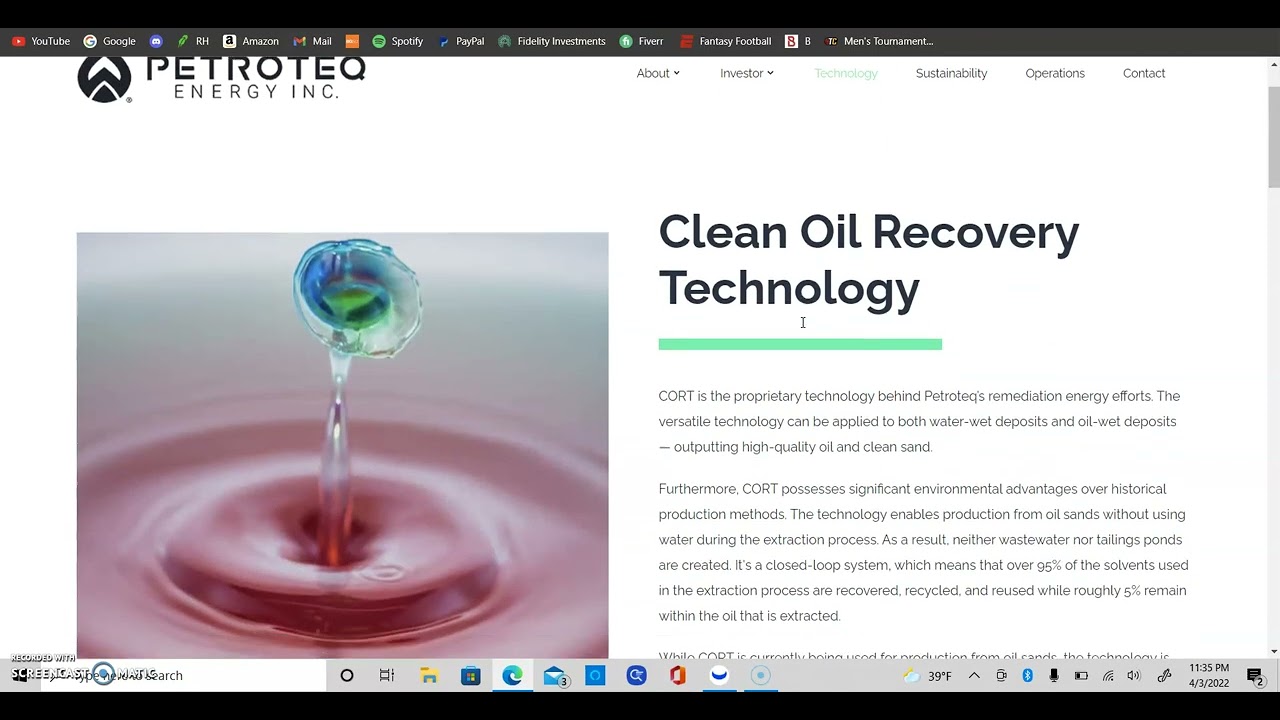 Petroteq Energy Inc (PQEFF) - Company Profile and Stock Chart Analysis