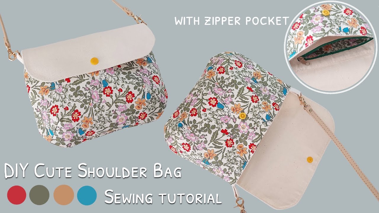 How to sew a shoulder bag with zipper pocket diy shoulder bag