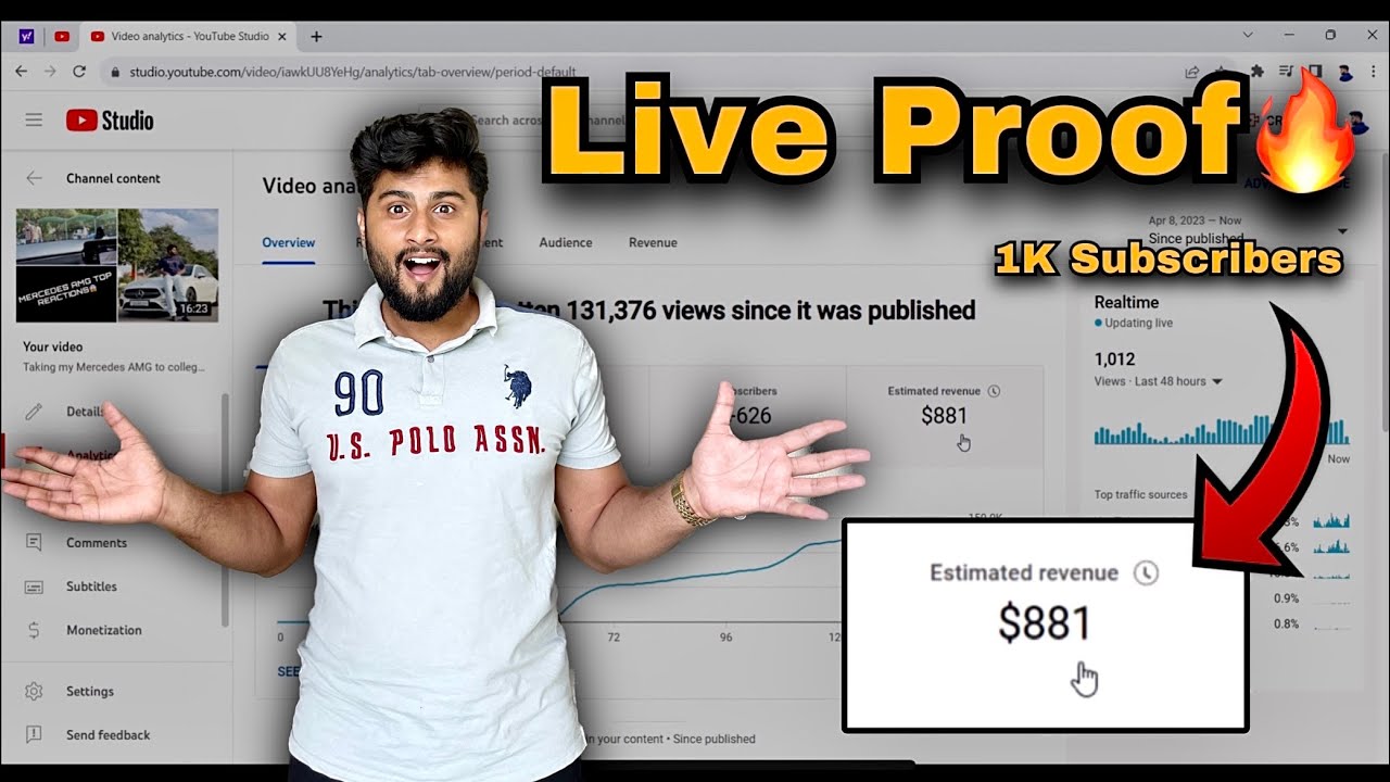 How Much Money Youtube Paid Me After 1K Subscribers ? Live Proof🔥 - YouTube