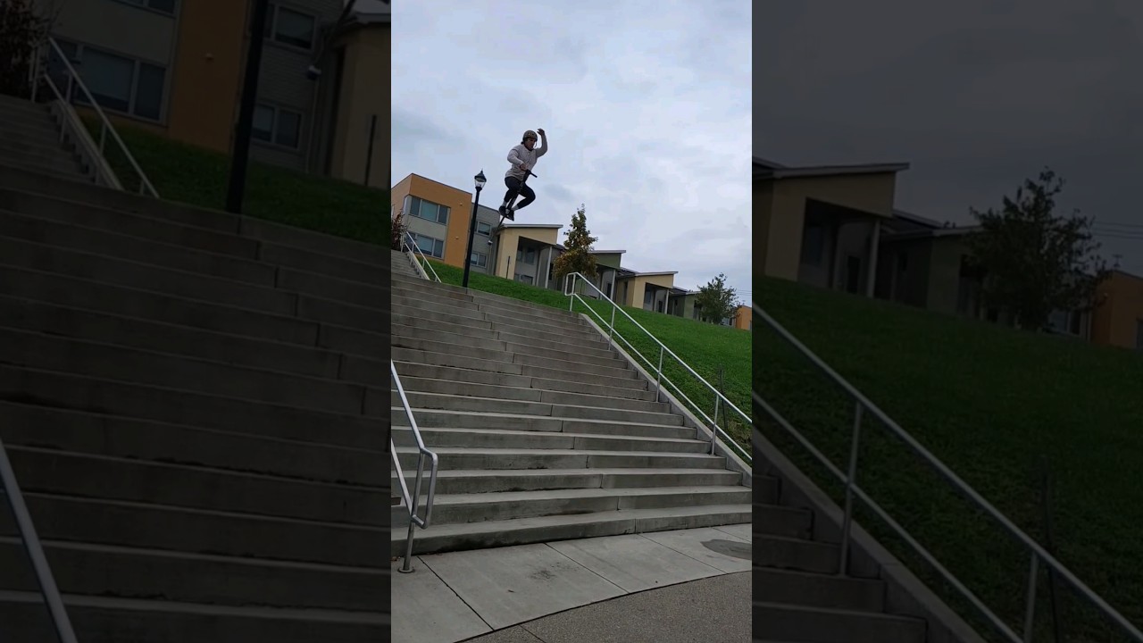 Huge extreme pogo bail, 20 stairset jump fail with a big slam at the end