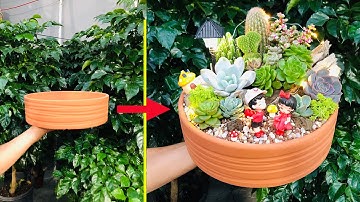 Trang trí chậu tiểu cảnh Sen đá , xương rồng  làm quà tặng giáng sinh | 多肉植物 | 다육이들|Succulents|Catus