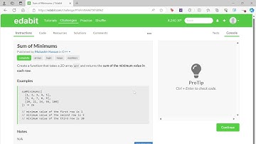 C++ Tutorial for Beginners - Edabit - Sum of Minimums