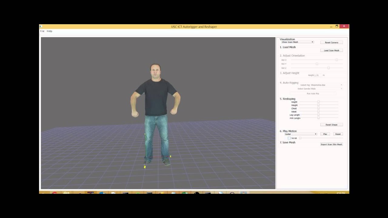 Autorigger and Reshaper for 3D Human Body Scans 
