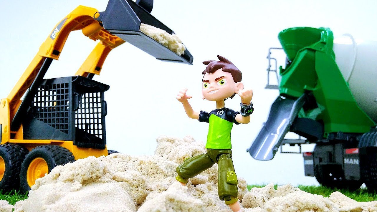 Бен 10 стал строителем! Видео про машинки и профессии для детей.