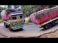 Lorrys  dare to drive at horrible ghat turns  trucks  truck driving  trucks in mud