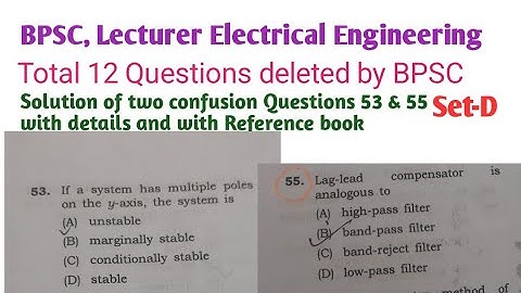BPSC# Lecturer, Electrical Engineering Written (Objective ) Answer key of Confused Question#Set-D#