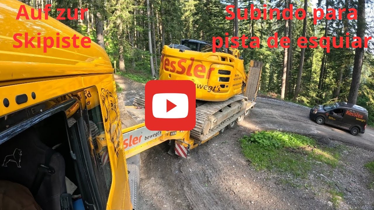 Bagger 3,20 Breite für eine Skipiste? Sehr schmale Straße( 3.20 largura ?Muita estreita estrada