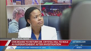 CMS Board returns Dr. Crystal Hill to superintendent role following investigation Update