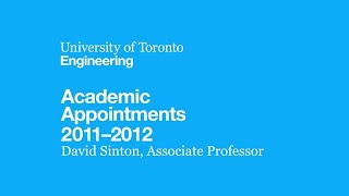 Academic Appointments 2011-2012: David Sinton