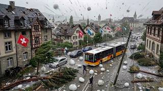 Tragedia in Svizzera! Forte grandinata a Mendrisiotto, palle di ghiaccio ricoprono le strade screenshot 3