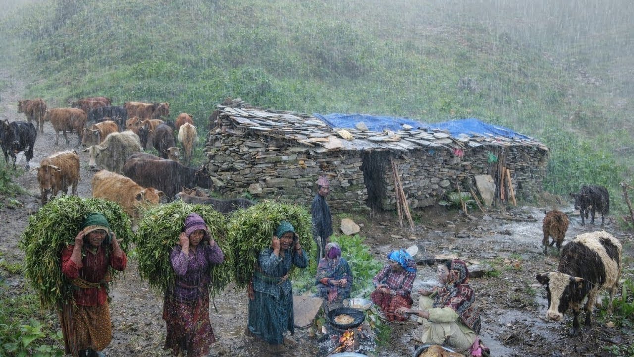 This Is Himalyan Nepali Mountain Village Life Heavy Rainy Day |Naturelly Village Dacumentary Video |