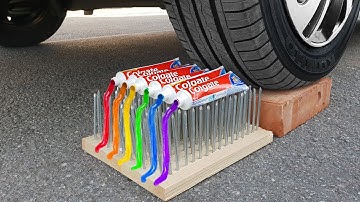 EXPERIMENT CAR VS RAINBOW TOOTHPASTE