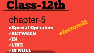 SPECIAL OPERATORS in sql