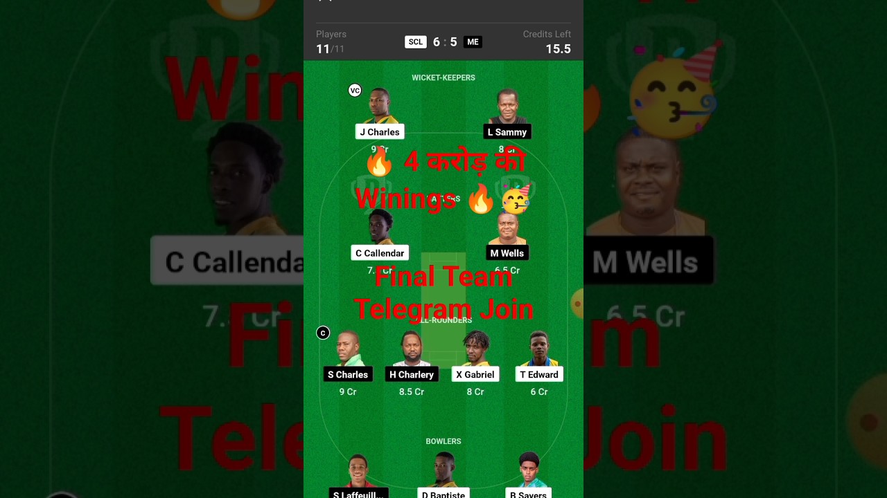 scl vs me dream11 team SCL VS ME Match Prediction West Indies T10 scl vs me 